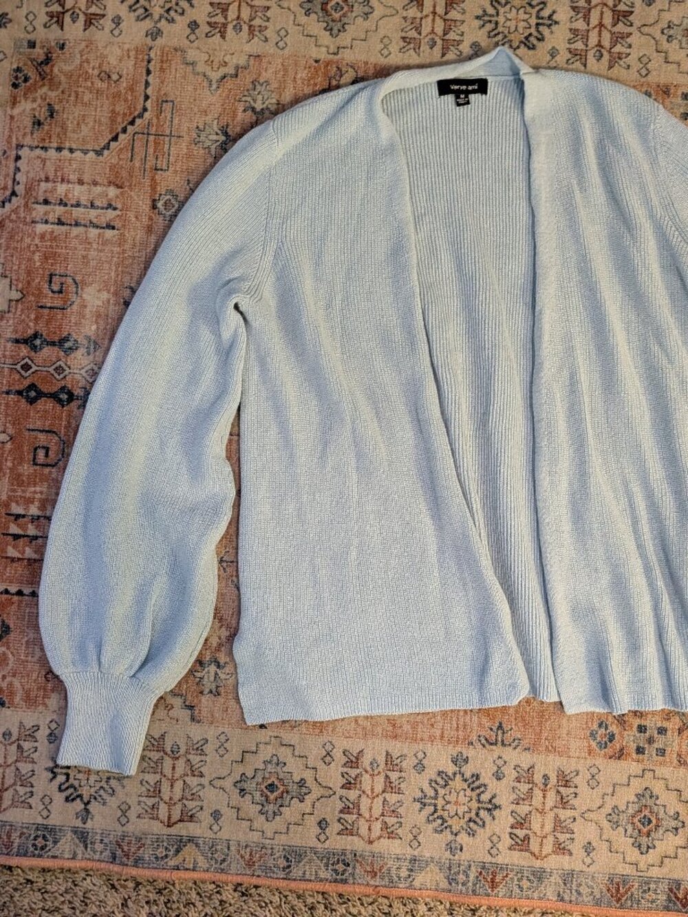 Baby Blue Puff Sleeve Cardigan